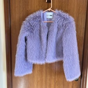 Cropped faux fur lilac jacket